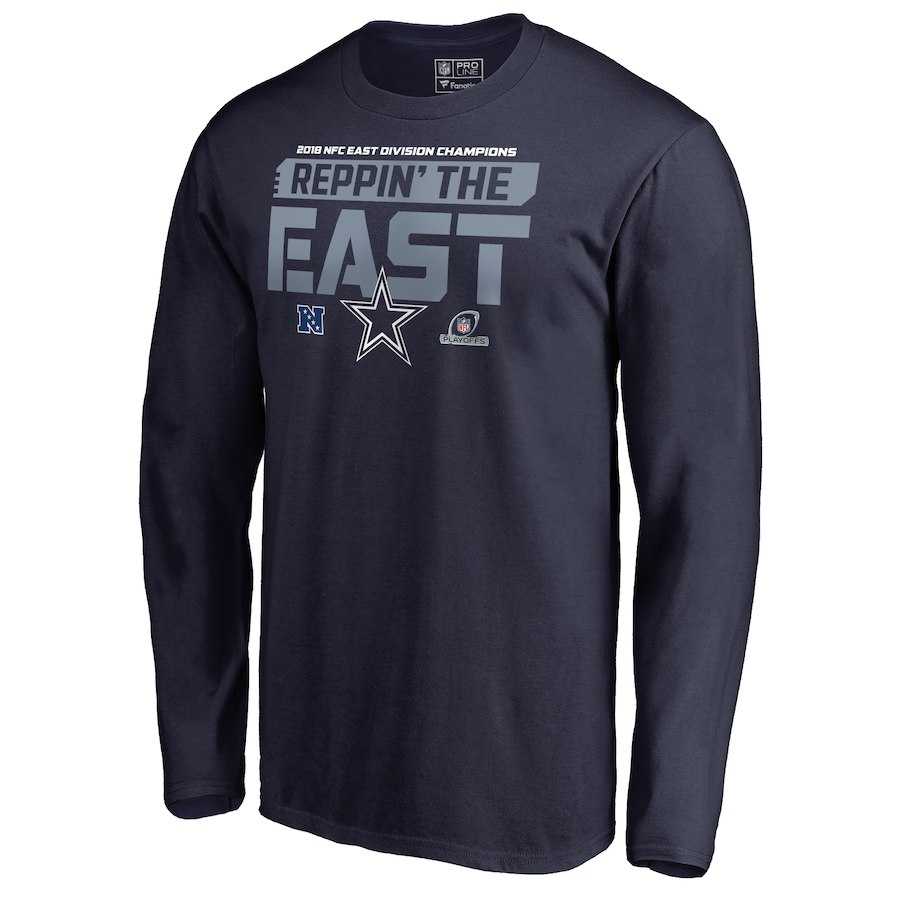 Men's Cowboys Navy 2018 NFL Playoffs Reppin' The East Long Sleeve T-Shirt,We sell and wholesale Men's Cowboys Navy 2018 NFL Playoffs Reppin' The East Long Sleeve T-Shirt on line form chian!